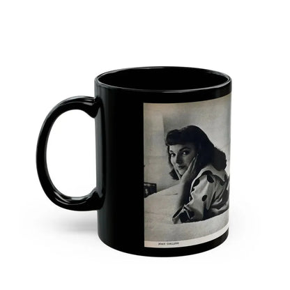 Joan Collins #679 - International Pin-Ups Mag. '57 - 1 B&W Centerfold Photo (Vintage Female Icon) Black Coffee Mug - Go Mug Yourself