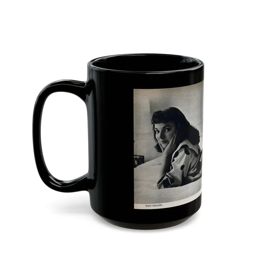 Joan Collins #679 - International Pin-Ups Mag. '57 - 1 B&W Centerfold Photo (Vintage Female Icon) Black Coffee Mug - Go Mug Yourself