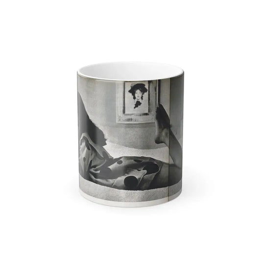 Joan Collins #679 - International Pin-Ups Mag. '57 - 1 B&W Centerfold Photo (Vintage Female Icon) Color Changing Coffee Mug 11oz - Go Mug Yourself