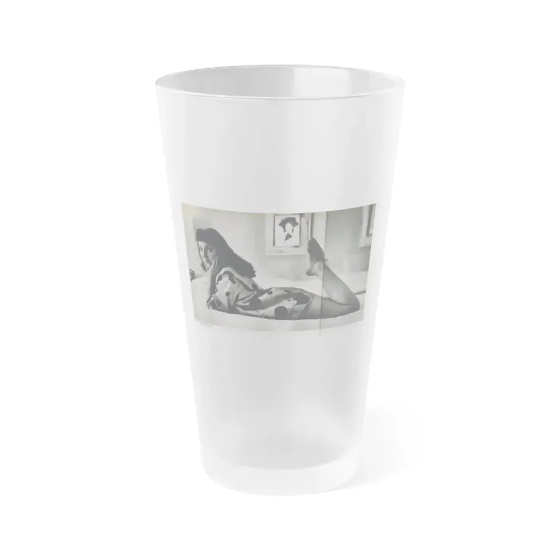 Joan Collins #679 - International Pin-Ups Mag. '57 - 1 B&W Centerfold Photo (Vintage Female Icon) Frosted Pint Glass 16oz 16oz Frosted - Go Mug Yourself