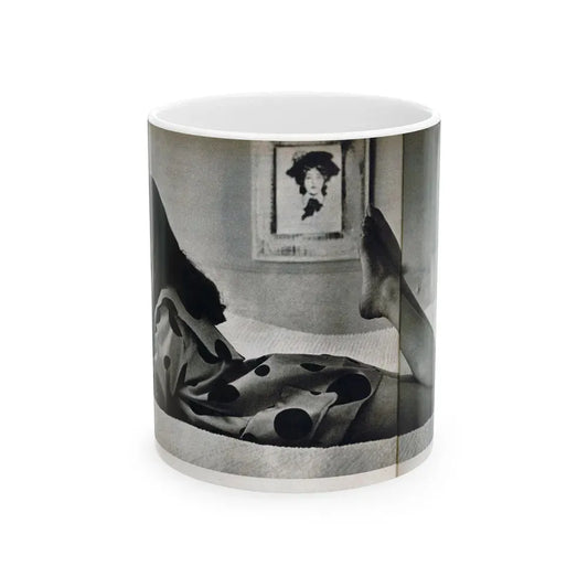 Joan Collins #679 - International Pin-Ups Mag. '57 - 1 B&W Centerfold Photo (Vintage Female Icon) White Coffee Mug 11oz - Go Mug Yourself