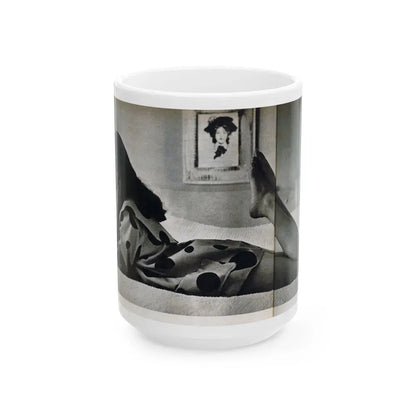 Joan Collins #679 - International Pin-Ups Mag. '57 - 1 B&W Centerfold Photo (Vintage Female Icon) White Coffee Mug 15oz - Go Mug Yourself