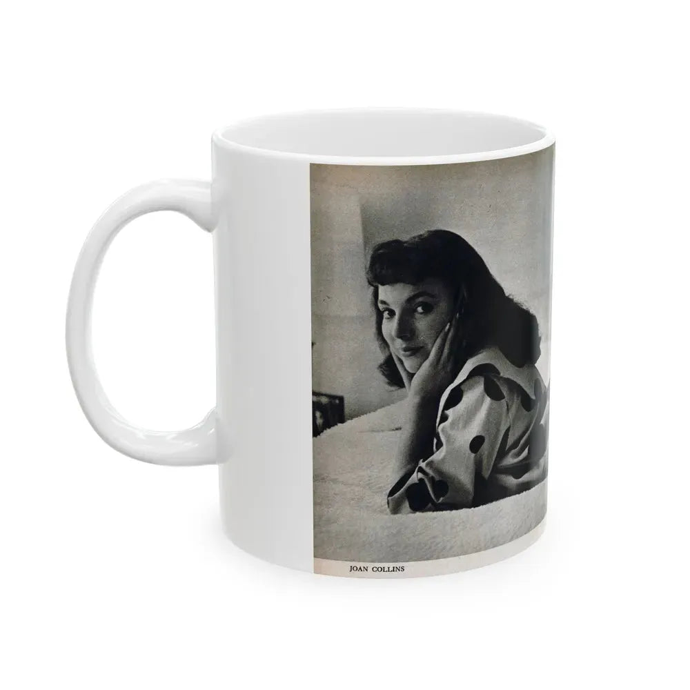 Joan Collins #679 - International Pin-Ups Mag. '57 - 1 B&W Centerfold Photo (Vintage Female Icon) White Coffee Mug - Go Mug Yourself