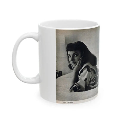 Joan Collins #679 - International Pin-Ups Mag. '57 - 1 B&W Centerfold Photo (Vintage Female Icon) White Coffee Mug - Go Mug Yourself