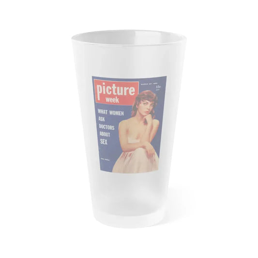 Joan Collins #684 - Joan on Cover in Color from Picture Week Pocket Mag. 3-27-56 (Vintage Female Icon) Frosted Pint Glass 16oz 16oz Frosted - Go Mug Yourself
