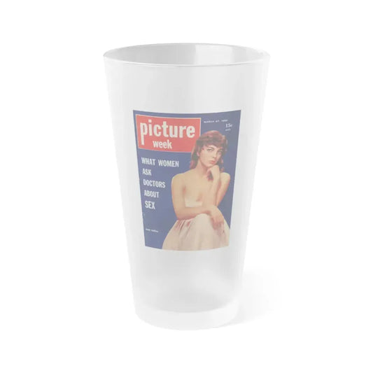 Joan Collins #684 - Joan on Cover in Color from Picture Week Pocket Mag. 3-27-56 (Vintage Female Icon) Frosted Pint Glass 16oz 16oz Frosted - Go Mug Yourself