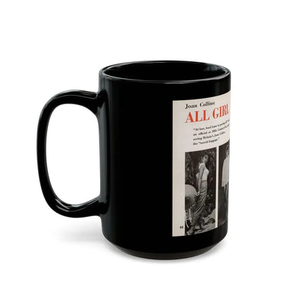 Joan Collins #685 - 2 Pages, 3 B&W Photos & Captions from Picture Week 3-27-56 (Vintage Female Icon) Black Coffee Mug - Go Mug Yourself