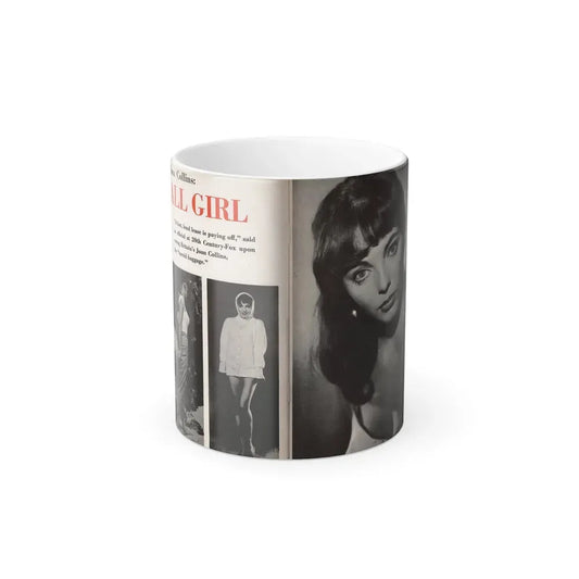 Joan Collins #685 - 2 Pages, 3 B&W Photos & Captions from Picture Week 3-27-56 (Vintage Female Icon) Color Changing Coffee Mug 11oz - Go Mug Yourself
