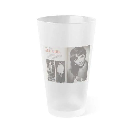 Joan Collins #685 - 2 Pages, 3 B&W Photos & Captions from Picture Week 3-27-56 (Vintage Female Icon) Frosted Pint Glass 16oz 16oz Frosted - Go Mug Yourself
