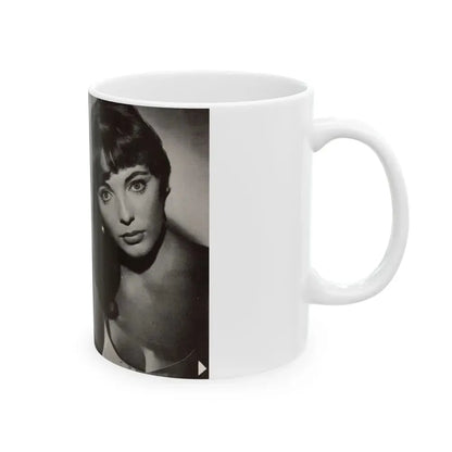 Joan Collins #685 - 2 Pages, 3 B&W Photos & Captions from Picture Week 3-27-56 (Vintage Female Icon) White Coffee Mug - Go Mug Yourself