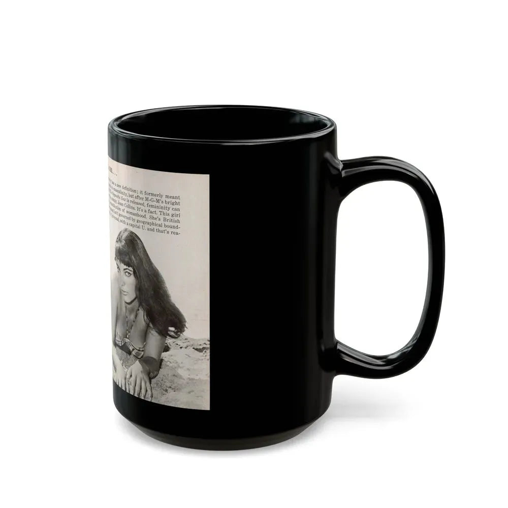 Joan Collins #686 - 2 Pages, 3 B&W Photos, Captions & Article Start from Picture Week 3-27-56 (Vintage Female Icon) Black Coffee Mug - Go Mug Yourself