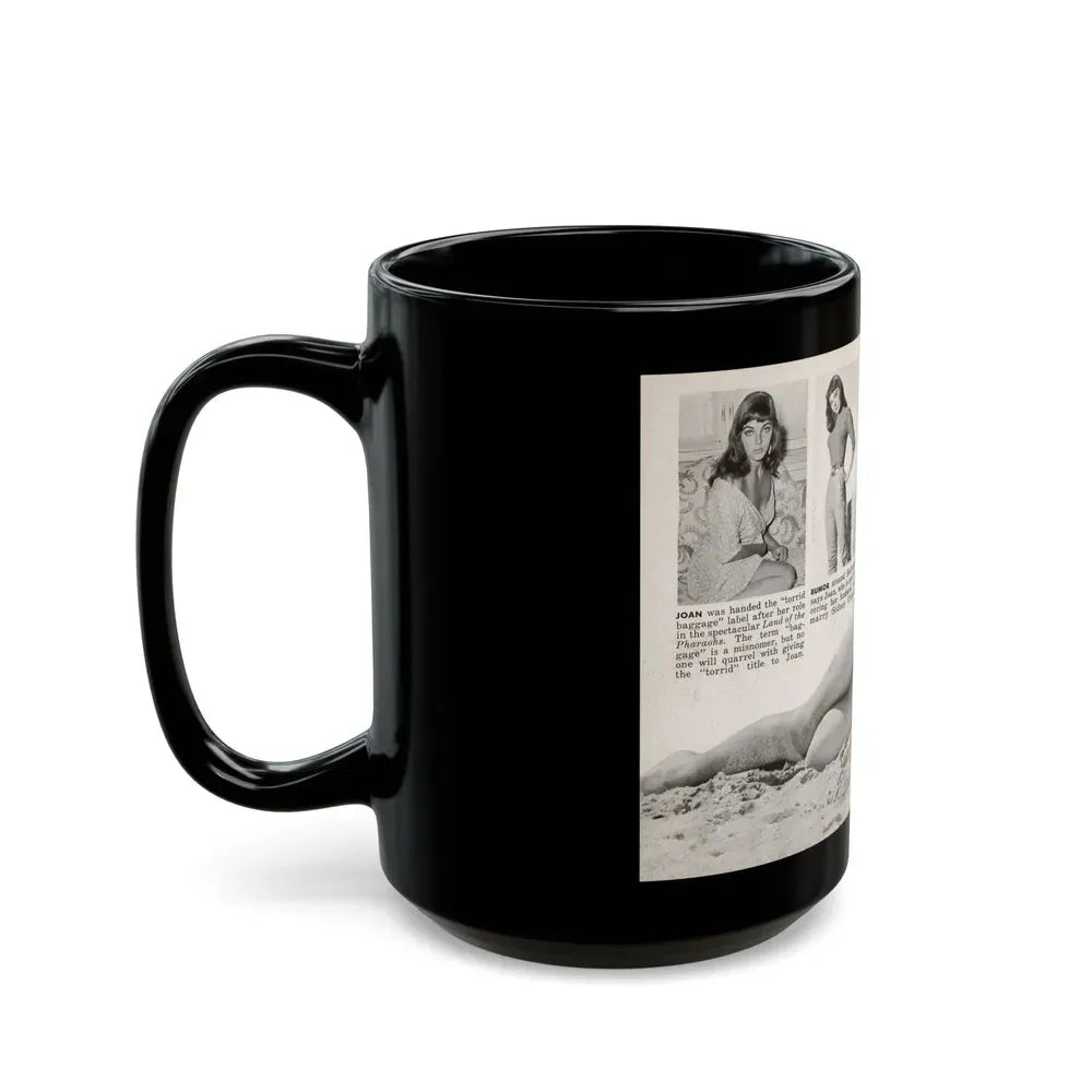 Joan Collins #686 - 2 Pages, 3 B&W Photos, Captions & Article Start from Picture Week 3-27-56 (Vintage Female Icon) Black Coffee Mug - Go Mug Yourself