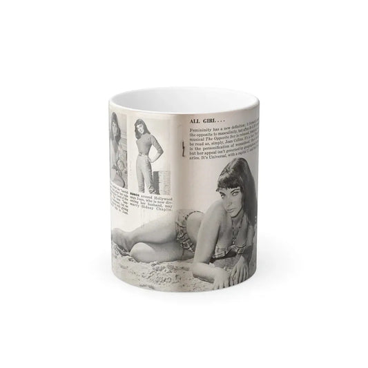 Joan Collins #686 - 2 Pages, 3 B&W Photos, Captions & Article Start from Picture Week 3-27-56 (Vintage Female Icon) Color Changing Coffee Mug 11oz - Go Mug Yourself