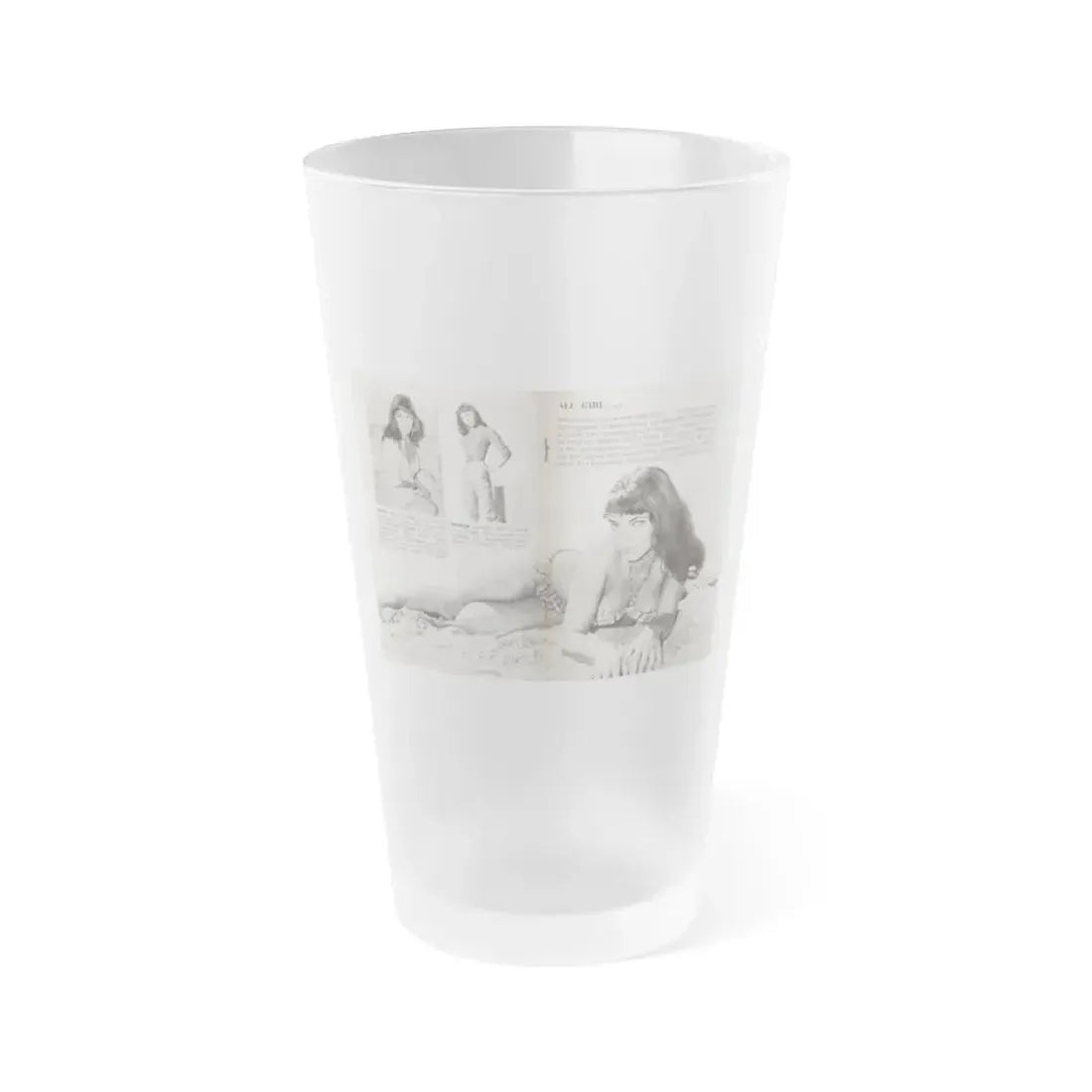 Joan Collins #686 - 2 Pages, 3 B&W Photos, Captions & Article Start from Picture Week 3-27-56 (Vintage Female Icon) Frosted Pint Glass 16oz 16oz Frosted - Go Mug Yourself