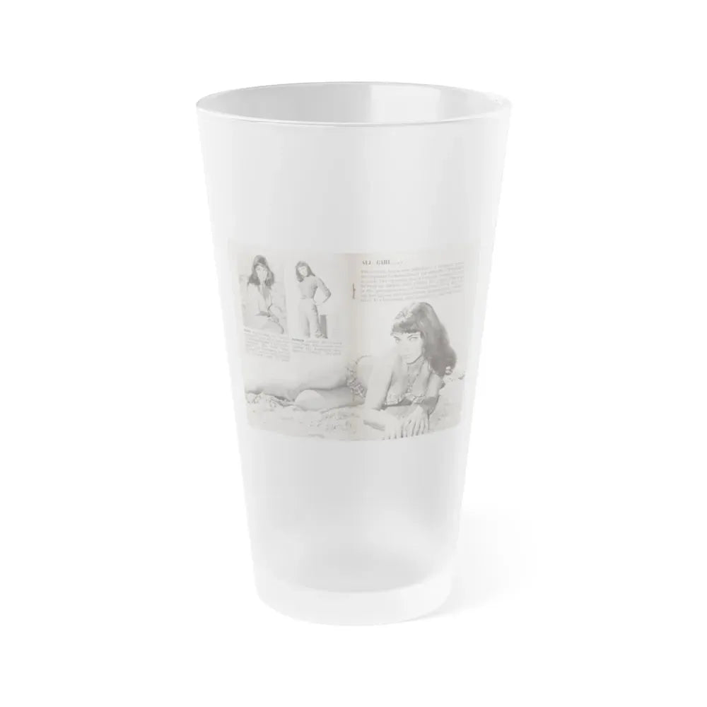 Joan Collins #686 - 2 Pages, 3 B&W Photos, Captions & Article Start from Picture Week 3-27-56 (Vintage Female Icon) Frosted Pint Glass 16oz 16oz Frosted - Go Mug Yourself