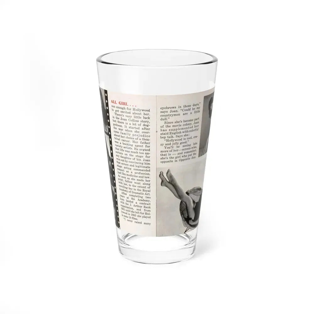 Joan Collins #687 - 2 Pages, 5 B&W Photos & Article Ending from Picture Week 3-27-56 (Vintage Female Icon) Pint Glass 16oz 16oz - Go Mug Yourself