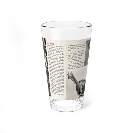 Joan Collins #687 - 2 Pages, 5 B&W Photos & Article Ending from Picture Week 3-27-56 (Vintage Female Icon) Pint Glass 16oz 16oz - Go Mug Yourself