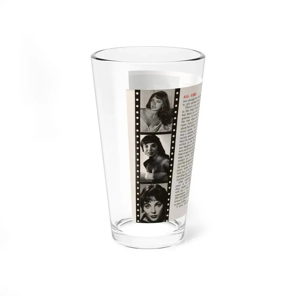 Joan Collins #687 - 2 Pages, 5 B&W Photos & Article Ending from Picture Week 3-27-56 (Vintage Female Icon) Pint Glass 16oz - Go Mug Yourself