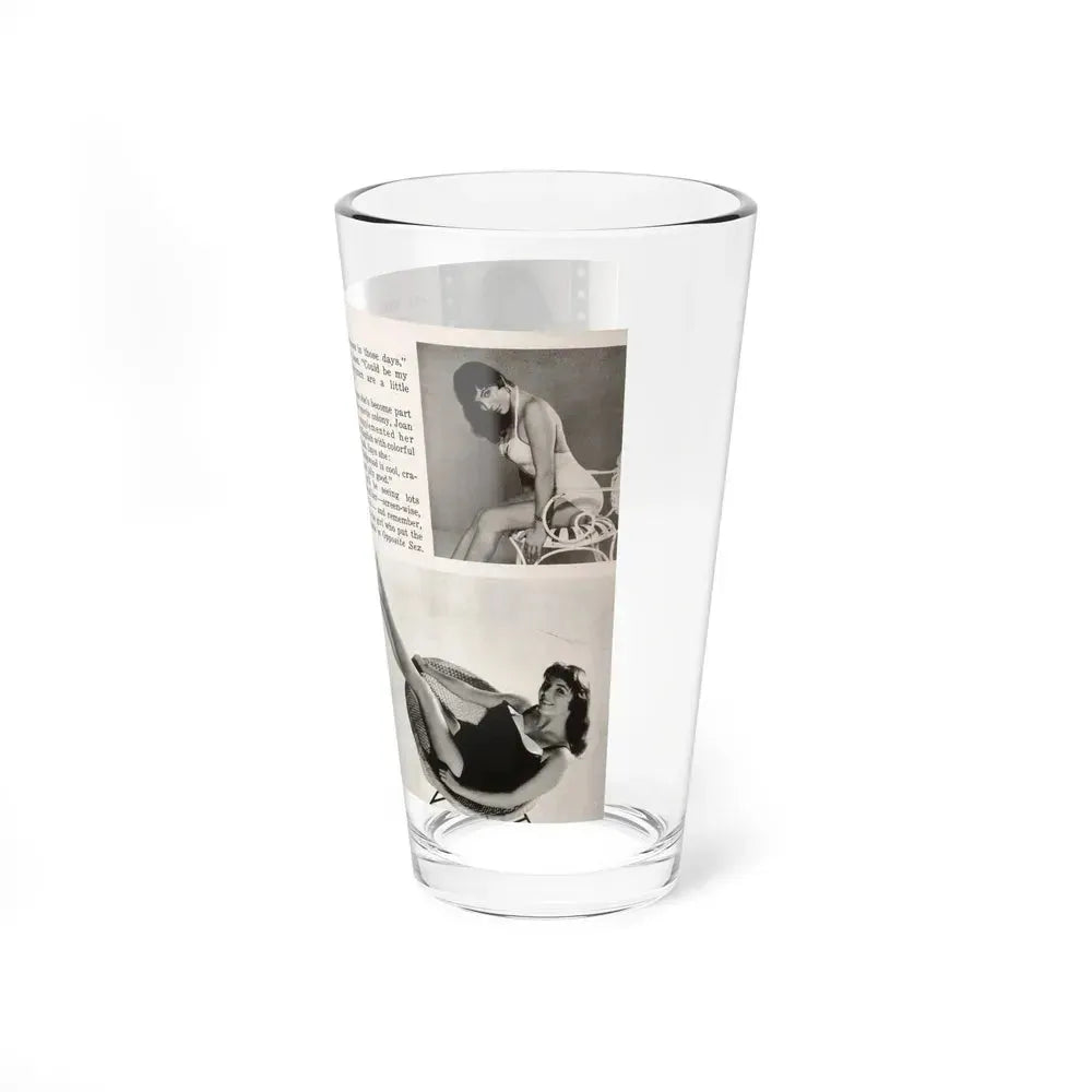 Joan Collins #687 - 2 Pages, 5 B&W Photos & Article Ending from Picture Week 3-27-56 (Vintage Female Icon) Pint Glass 16oz - Go Mug Yourself