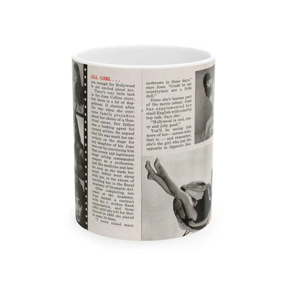 Joan Collins #687 - 2 Pages, 5 B&W Photos & Article Ending from Picture Week 3-27-56 (Vintage Female Icon) White Coffee Mug 11oz - Go Mug Yourself