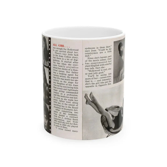 Joan Collins #687 - 2 Pages, 5 B&W Photos & Article Ending from Picture Week 3-27-56 (Vintage Female Icon) White Coffee Mug 11oz - Go Mug Yourself