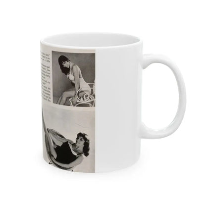 Joan Collins #687 - 2 Pages, 5 B&W Photos & Article Ending from Picture Week 3-27-56 (Vintage Female Icon) White Coffee Mug - Go Mug Yourself