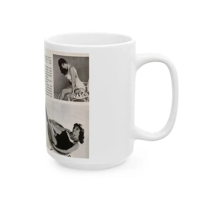 Joan Collins #687 - 2 Pages, 5 B&W Photos & Article Ending from Picture Week 3-27-56 (Vintage Female Icon) White Coffee Mug - Go Mug Yourself