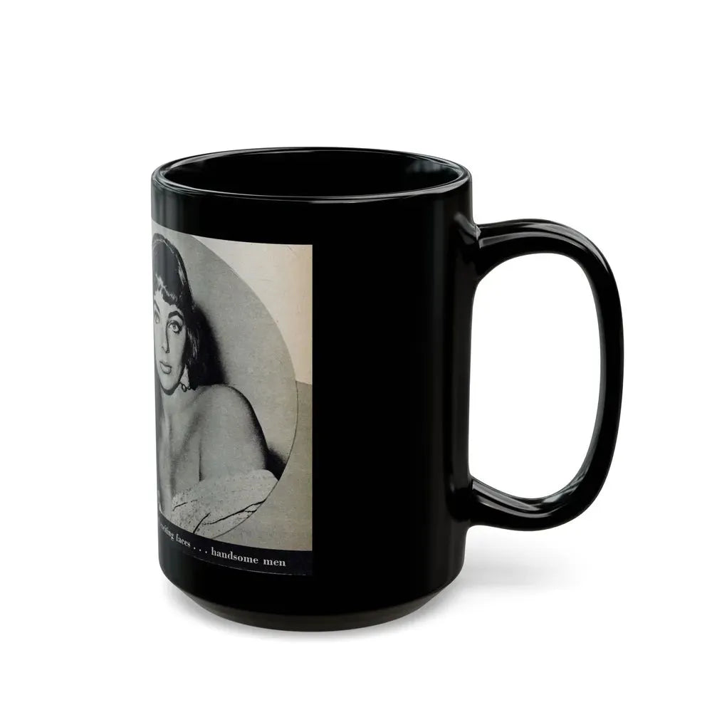 Joan Collins #688 - 1 B&W Portrait Head & Sholder Glamour Shot from Movie Star Magazine Circa 1950's (Vintage Female Icon) Black Coffee Mug - Go Mug Yourself