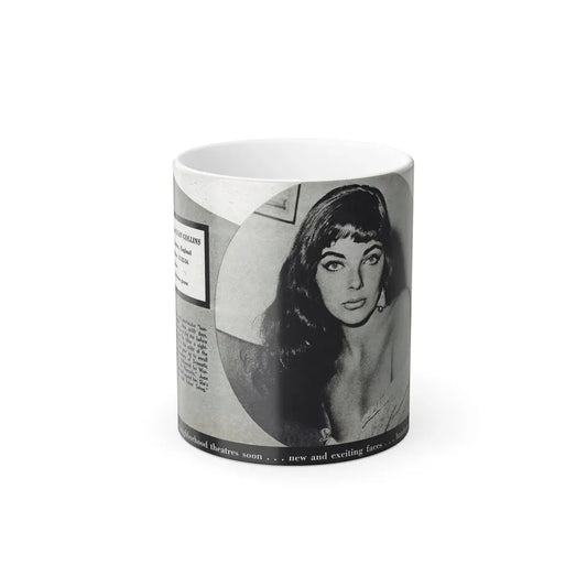 Joan Collins #688 - 1 B&W Portrait Head & Sholder Glamour Shot from Movie Star Magazine Circa 1950's (Vintage Female Icon) Color Changing Coffee Mug 11oz - Go Mug Yourself