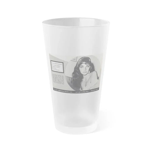 Joan Collins #688 - 1 B&W Portrait Head & Sholder Glamour Shot from Movie Star Magazine Circa 1950's (Vintage Female Icon) Frosted Pint Glass 16oz 16oz Frosted - Go Mug Yourself