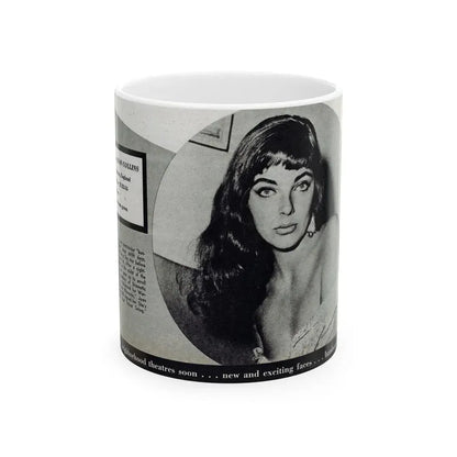 Joan Collins #688 - 1 B&W Portrait Head & Sholder Glamour Shot from Movie Star Magazine Circa 1950's (Vintage Female Icon) White Coffee Mug 11oz - Go Mug Yourself