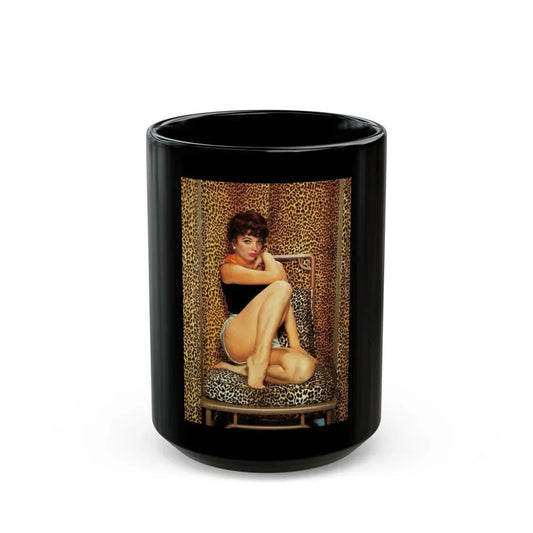 Joan Collins #78 (Vintage Female Icon) Black Coffee Mug 15oz - Go Mug Yourself