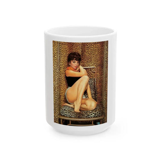 Joan Collins #78 (Vintage Female Icon) White Coffee Mug 15oz - Go Mug Yourself
