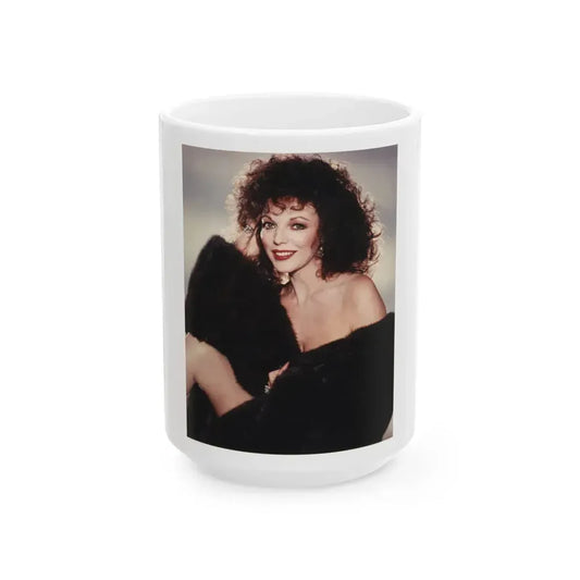 Joan Collins #89 (Vintage Female Icon) White Coffee Mug 15oz - Go Mug Yourself