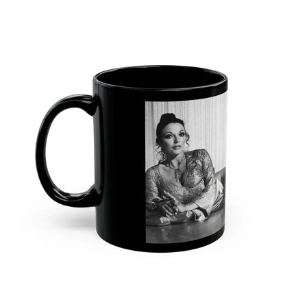 Joan Collins #98 (Vintage Female Icon) Black Coffee Mug - Go Mug Yourself