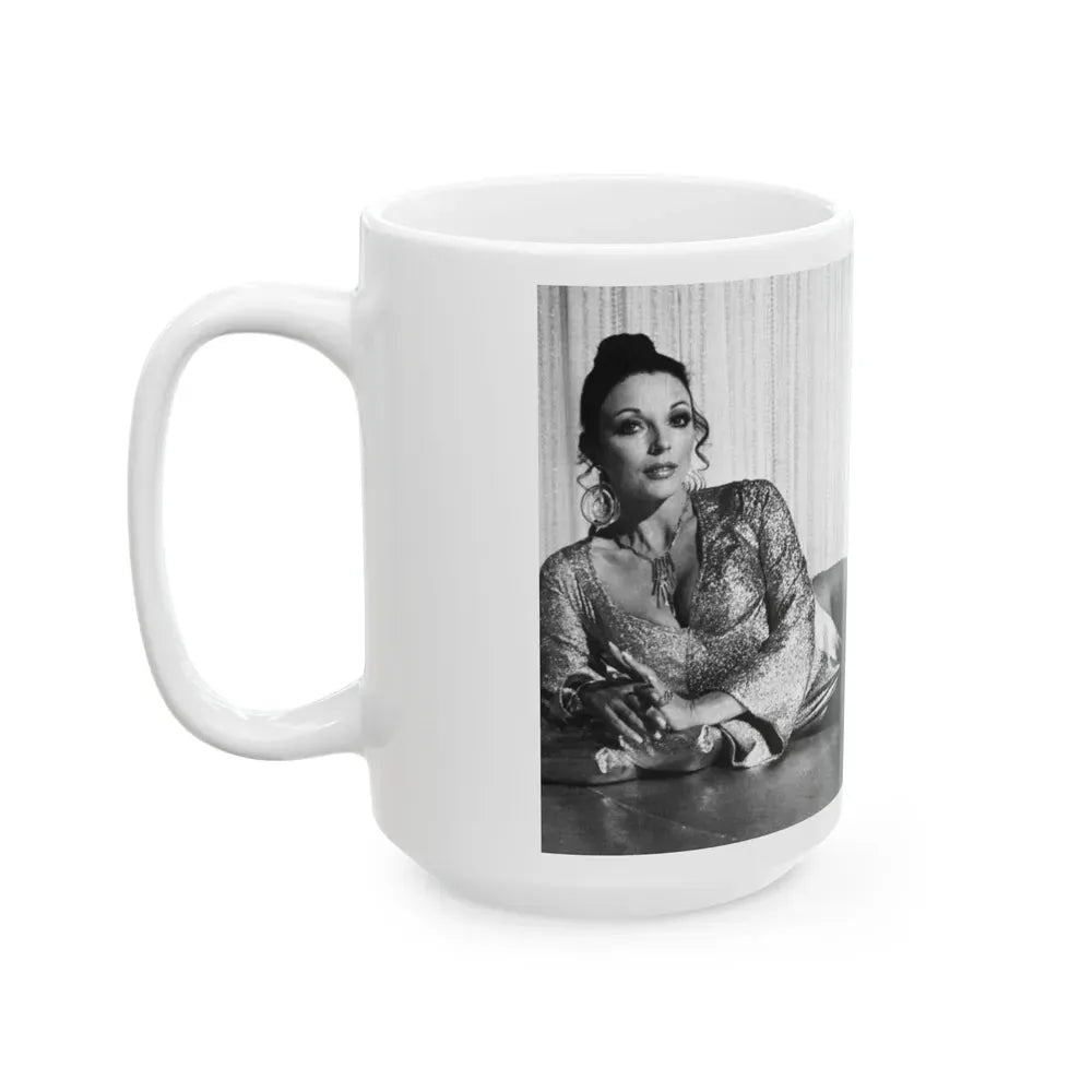 Joan Collins #98 (Vintage Female Icon) White Coffee Mug - Go Mug Yourself