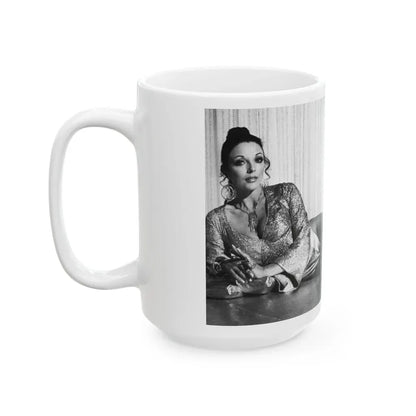 Joan Collins #98 (Vintage Female Icon) White Coffee Mug - Go Mug Yourself