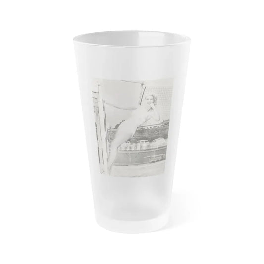 Joan Shawlee #01 (Vintage Female Icon) Frosted Pint Glass 16oz 16oz Frosted - Go Mug Yourself
