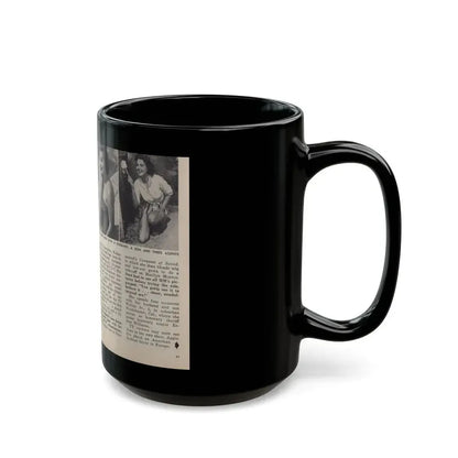 Joan Shawlee #47 - Pages 60 & 61 - Pages 1 & 2 of 3 with, Joan+3 B&W Photos, Captions & Article on her from People Today Pocket Mag. 1-26-55 (Vintage Female Icon) Black Coffee Mug - Go Mug Yourself