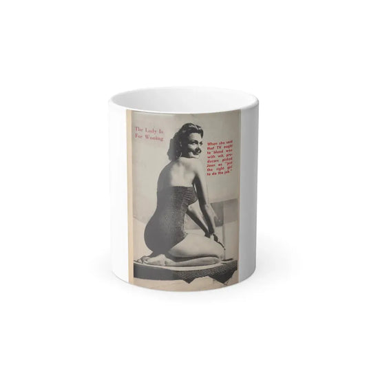 Joan Shawlee #48 - [Page 62] - Pages 3 of 3 with, Joan+1 Full Page B&W Photo & Caption from People Today Pocket Mag. 1-26-55 (Vintage Female Icon) Color Changing Coffee Mug 11oz - Go Mug Yourself