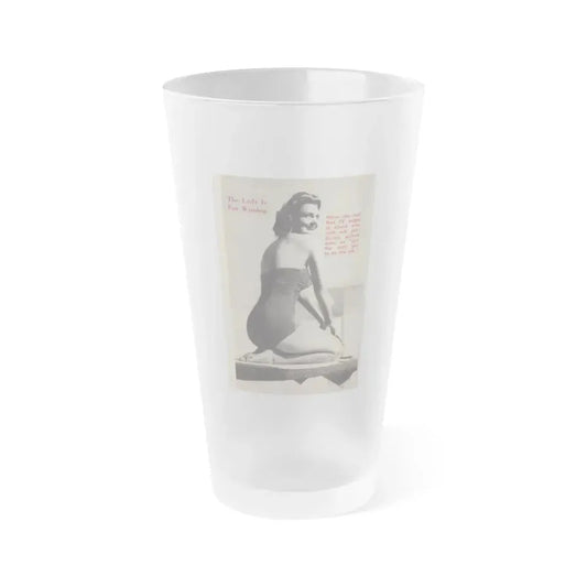 Joan Shawlee #48 - Page 62 - Pages 3 of 3 with, Joan+1 Full Page B&W Photo & Caption from People Today Pocket Mag. 1-26-55 (Vintage Female Icon) Frosted Pint Glass 16oz 16oz Frosted - Go Mug Yourself