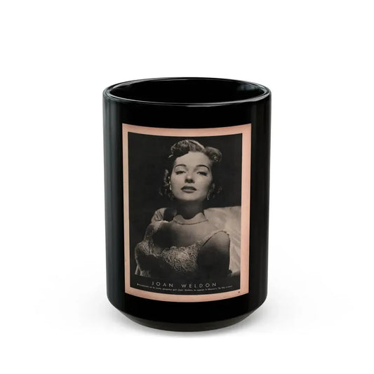 Joan Weldon #27 - 50's B&W 8.5x10.5 Era Mag. Glamour Photo (Vintage Female Icon) Black Coffee Mug 15oz - Go Mug Yourself
