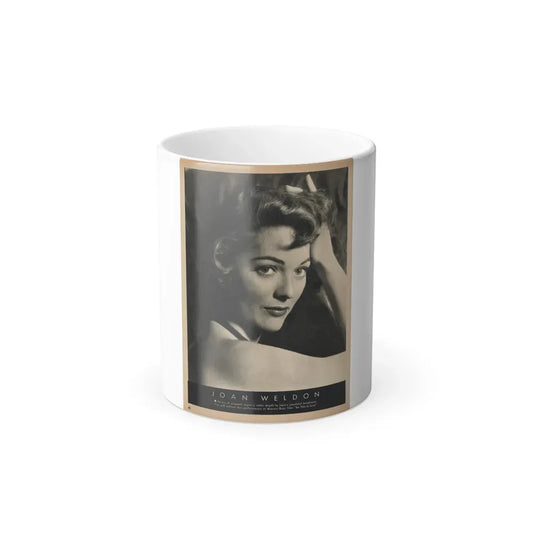 Joan Weldon #32 - 1 Vintage Film Star Magazine Page with, Large B&W Glamour Portriat of Joan from 1954 (Vintage Female Icon) Color Changing Coffee Mug 11oz - Go Mug Yourself