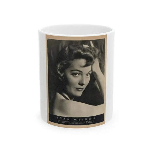 Joan Weldon #32 - 1 Vintage Film Star Magazine Page with, Large B&W Glamour Portriat of Joan from 1954 (Vintage Female Icon) White Coffee Mug 11oz - Go Mug Yourself