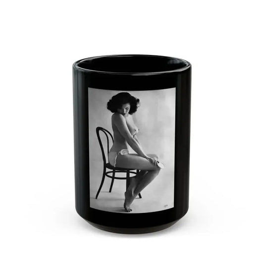 Joanne Arnold #04 - Topless (Vintage Female Icon) Black Coffee Mug 15oz - Go Mug Yourself