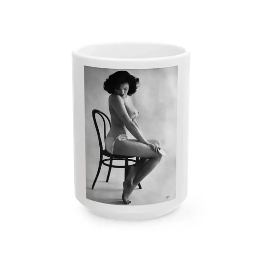 Joanne Arnold #04 - Topless (Vintage Female Icon) White Coffee Mug 15oz - Go Mug Yourself