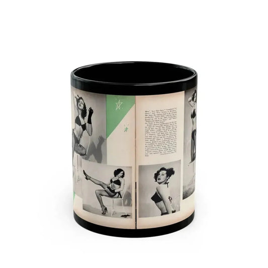 Joanne Arnold #102 - Pages 3 & 4 of 6 with, 4 B&W Photos & Article from Modern Man Mag. Feb. '52 (Vintage Female Icon) Black Coffee Mug 11oz - Go Mug Yourself