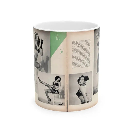 Joanne Arnold #102 - Pages 3 & 4 of 6 with, 4 B&W Photos & Article from Modern Man Mag. Feb. '52 (Vintage Female Icon) White Coffee Mug 11oz - Go Mug Yourself