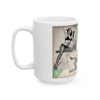 Joanne Arnold #102 - Pages 3 & 4 of 6 with, 4 B&W Photos & Article from Modern Man Mag. Feb. '52 (Vintage Female Icon) White Coffee Mug - Go Mug Yourself