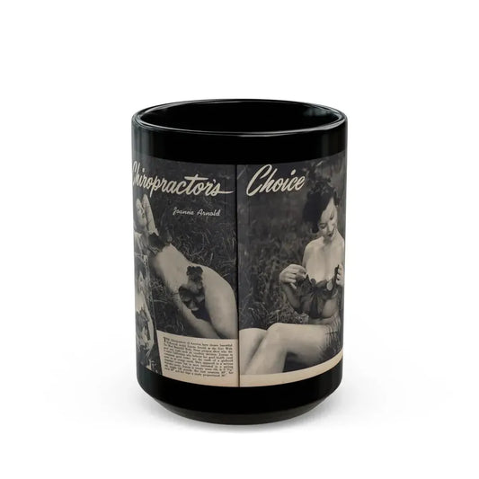 Joanne Arnold #107 - Pages 1 & 2 of 4 with 3 B&W Photos, Caption & Article from Famous Models Mag. Sept.-Oct. '51 (Vintage Female Icon) Black Coffee Mug 15oz - Go Mug Yourself